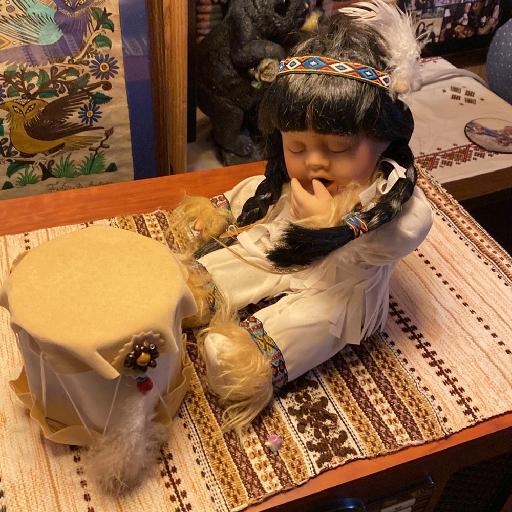 Native American-Inspired Doll with Drum - Picture 6 of 9